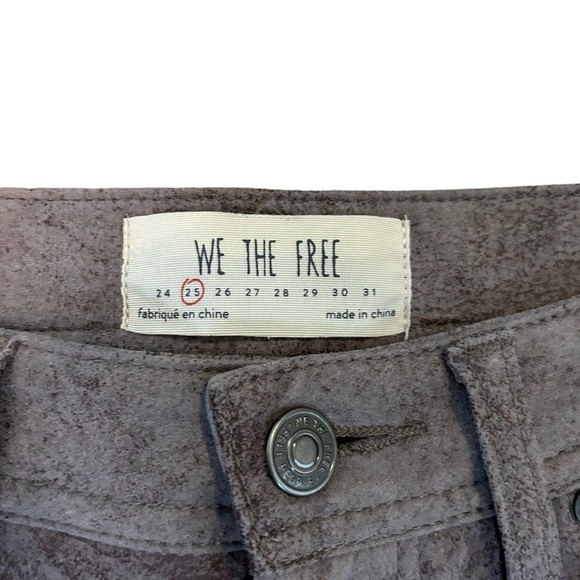 We The Free Free People Gray Tone Faux Suede Look Straight Leg Pant NWT Sz. 25 - Picture 5 of 15